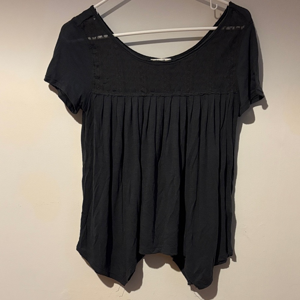 Aeropostale Dark Gray Pleated Blouse